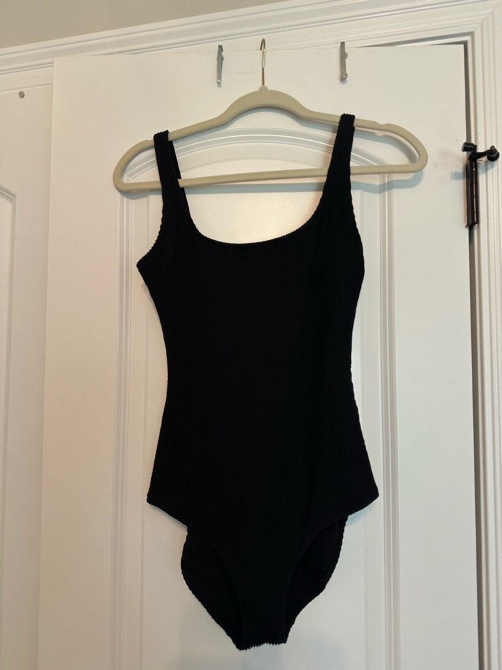 aerie Black Ribbed One-Piece Swimsuit-it’s a size medium long